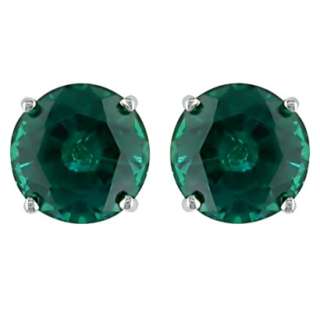 Round Created Emerald Earrings   Green.Opens in a new window