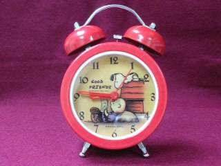 AC181~ Snoopy & Good Friends Twin Bell Alarm Clock Red  
