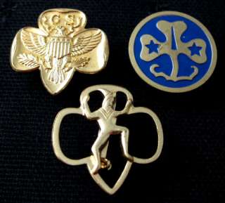 Set of 3 Pretty Older Girl Scouts Pins  