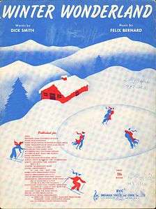   Wonderland 1953 VINTAGE Christmas Sheet Music SKATE Ski   
