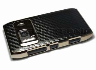   Black carbon fiber silver chrome hard case cover for nokia N8  