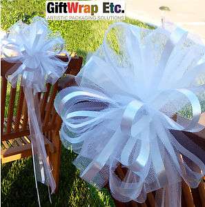   11 WHITE TULLE PULL PEW BOWS WEDDING CHURCH AISLE DECORATIONS  