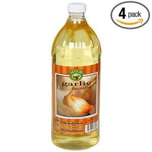 Auguri Garlic Flavored Canola Oil, 32 Ounce Bottles (Pack of 4 