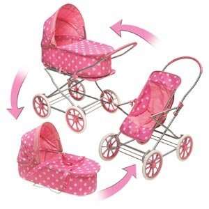   and White Polka Dots 3 in 1 Pram, Carrier & Stroller 