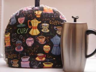   STYLE REVERSIBLE with coffee FRENCH PRESS theme FREE HOT PAD  