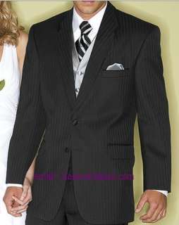 Black Pinstripe New Seven Unlimited TUXEDO Coat/Pant FREE Tux Vest and 