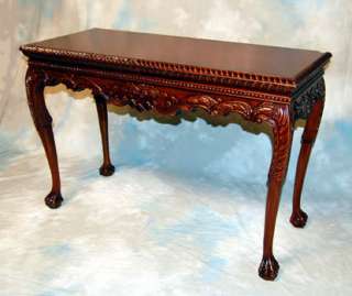 Solid Mahogany Chippendale Writing Console Sofa Table  