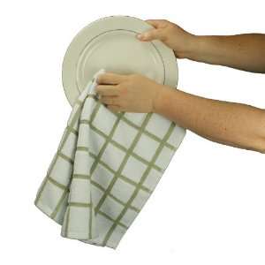  Bistro Check Moss Green Dish Towel