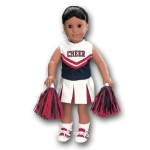 Red White Blue Cheerleader Outfit with Pom Poms  Sports 