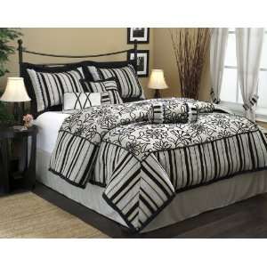  7Pcs Queen Charo Chenille Comforter Set Bed in a Bag