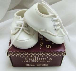 Tallinas White Crib Shoes Sz 2 Baby Doll Reborn OOAK  