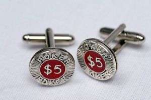 poker $5 coin chip card gambling game casino cufflink  