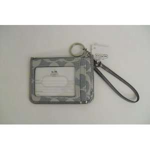 Coach Signature Denim Small Wristlet/Skinn y Wallet Key Chain F46763 