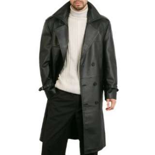  BGSD Mens Classic Leather Trench Coat Clothing
