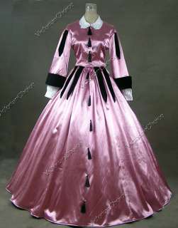 Civil War Victorian Satin Ball Gown Day Dress 151 L  