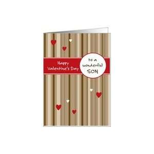  To a Wonderful Son   coffee stripes   Valentines Day Card 