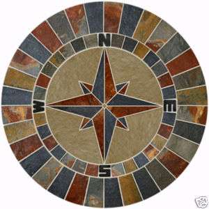 40 SLATE LIMESTONE Tile Compass MOSAIC MEDALLION Deco  