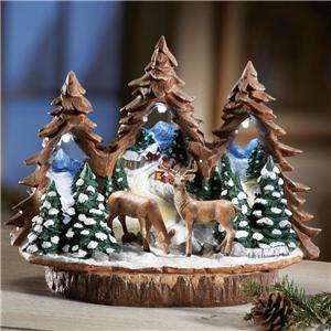 NORTHWOODS LIGHTED DEER IN CHRISTMAS WINTER FOREST TABLE OR MANTLE 