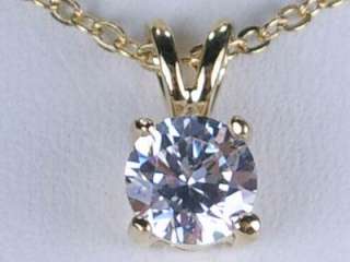 Solitaire 1ct Round Created Diamond 18K Gold GP Pendant + Necklace 