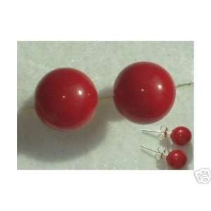  Excellent 7mm RED Coral Earring 14kg Stud Automotive