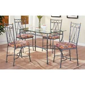  5pc Country Style Metal Dining Room Table & Chair Set 