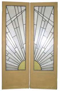 Set of 4 French Art Deco Stained Glass Doors & Frame  