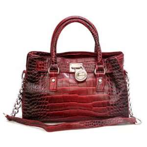  Red Croc Print Handbag 