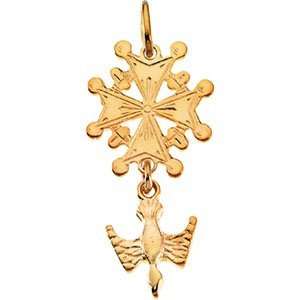   Gold HUGUENOT CROSS PENDANT   24.50X12.00 MM Sea Of Diamonds Jewelry