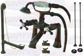   Deck Mount Clawfoot Tub Faucet With Drain   Supplies   Stops  