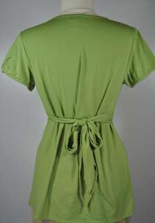 2Pc NEW Trendy Green Maternity Shirt Top & Duo Black Capris Lot   L 