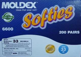 Moldex Softies 6600 Disposable Earplugs 200 Pairs 33NRR  