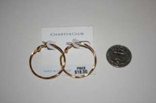 NWT Macys Gold Toned Charter Club Hoop Earrings  