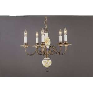   Blue Delft Chandelier 5Lt Roman Bronze Multi Delft