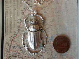 Egyptian SCARAB BEETLE Necklace Silver  