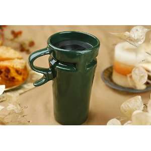  Scratch and Dent   Ceramic Hunter Green Travel Coffee Mug 