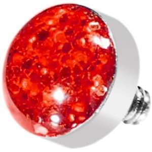  Red Glitter Dome Dermal Top Jewelry