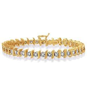   Carat Diamond 10k Yellow Gold S Link Tennis Bracelet 7 Jewelry