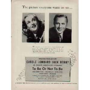 , TO BE OR NOT TO BE movie AD, starring CAROLE LOMBARD and JACK 