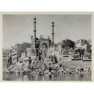  1928 Ghat Ganges River Aurangzeb Mosque Varanasi India 