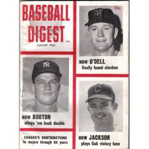  Baseball Digest August 1963, Jim Bouton, Billy ODell, and 