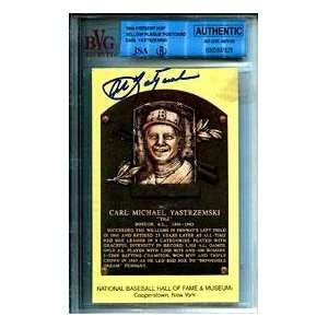 Carl Yastrzemski Autographed Hall of Fame Plaque (James Spence Graded 