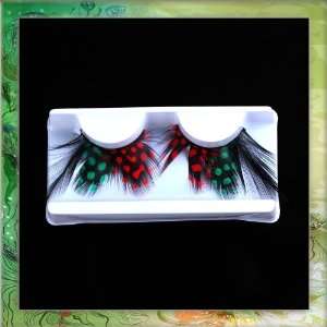 Valentine Day Date Costume Party Feather False Eyelashes Natural Green 