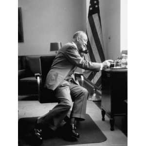 Dwight D. Eisenhower Sitting in the Pentagon Talking on the Telephone 