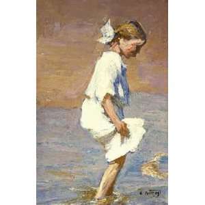  Wading at the Shore by Edward Henry Potthast. Size 14.25 X 