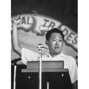  Prime Minister Kuan Yew Lee Speaking During May Day Rally 
