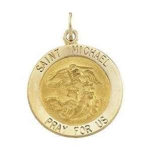  Sterling Silver Round St. Michael Medal Pendant Jewelry