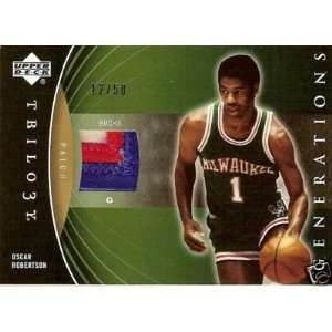  06 07 UD OSCAR ROBERTSON Trilogy Game Used 3 clr Patch 