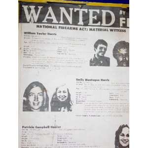  WANTED POSTER Patricia Hearst, Emily Harris, & William 