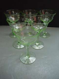 SET OF 6 BEAUTIFUL GREEN VINTAGE ELEGANT GLASS DIAMOND OPTIC RINGS 