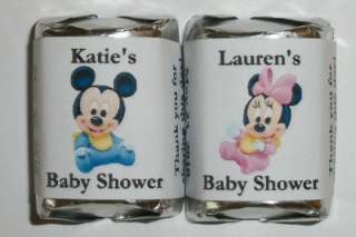 60 BABY MICKEY MINNIE BABY SHOWER CANDY WRAPPER LABELS  